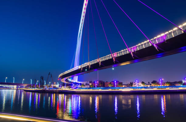 istock Dubai water canal bridge at night 1036814752