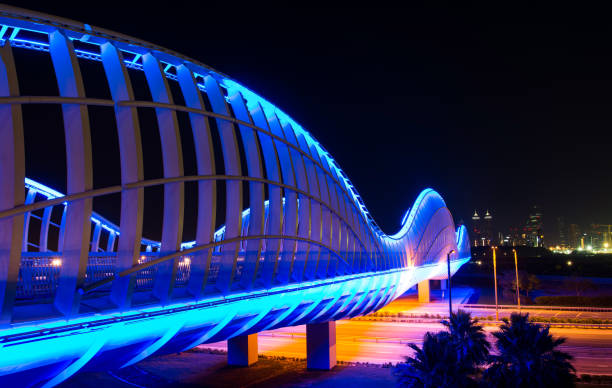 istock Meydan bridge in Dubai at night 1036815198