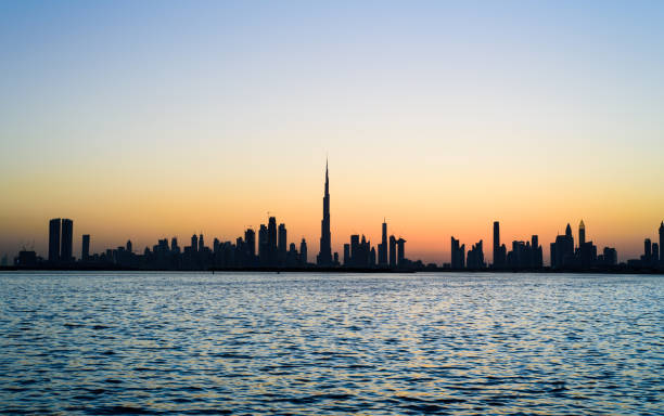 istock Panoramic view of Dubai at sunset 1036815374
