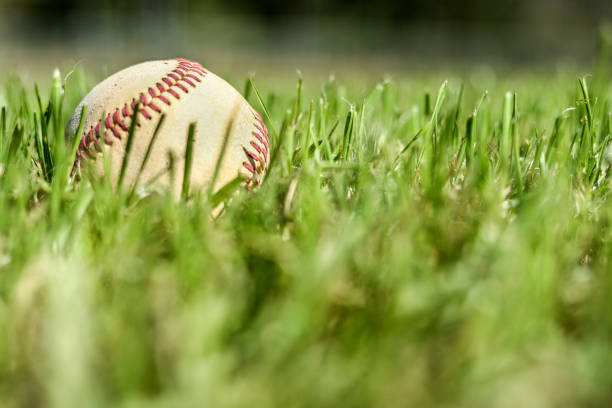 istock Baseball season is here.  Weathered ball on field. 1036826252