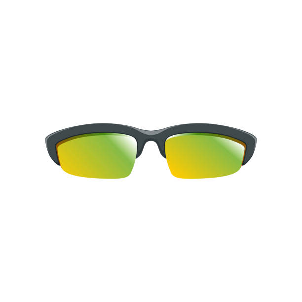 istock Sport sunglasses with yellow-green polarized lenses and black half frame. Flat vector icon of protective eyeglasses. Accessory for men and women 1036848774