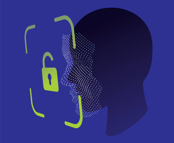 unlock face ID scan vector unlock face ID scan vector face scan stock illustrations