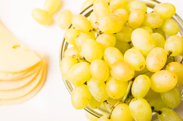 istock Italian snacks. grapes with cheese. Top view. 1036856256