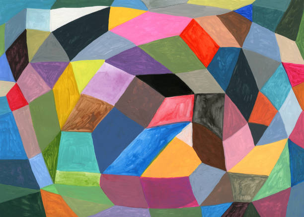 illustrazioni stock, clip art, cartoni animati e icone di tendenza di motivo di sfondo di forme geometriche colorate dipinte - watercolor painting geometric shape abstract backgrounds