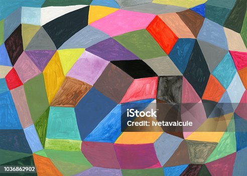 istock Painted colourful geometric shapes background pattern 1036862902