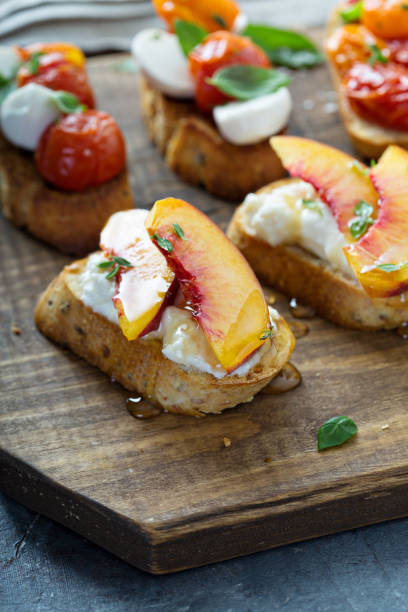 istock Crostini or bruschetta with ricotta and peaches 1036879868