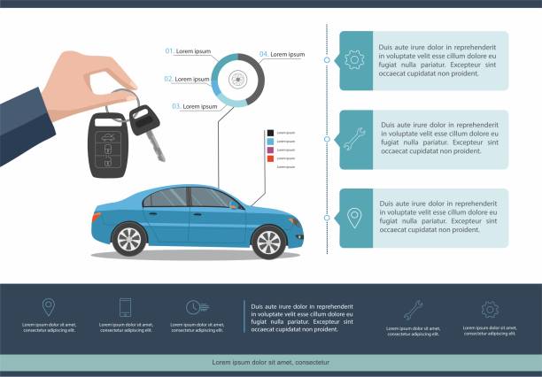 auto auto service vorlage infografik. geschäft infografik mit auto. - auto grafiken stock-grafiken, -clipart, -cartoons und -symbole