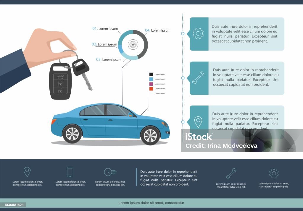 Car auto service template infographic. Business infographic with car. Car auto service template infographic.  Business infographic with car. Car stock vector