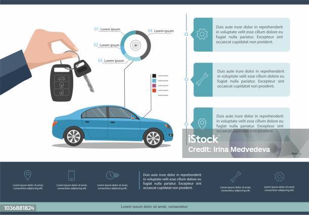 Car Auto Service Template Infographic Business Infographic With Car Stock Illustration - Download Image Now