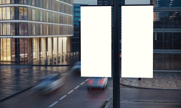 istock two blank signs on the post at city night 1036904974