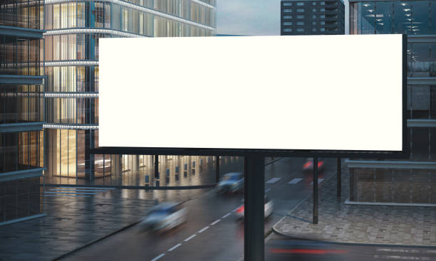 blank billboard blank billboard for outdoor advertising 3d rendering billboard stock pictures, royalty-free photos & images