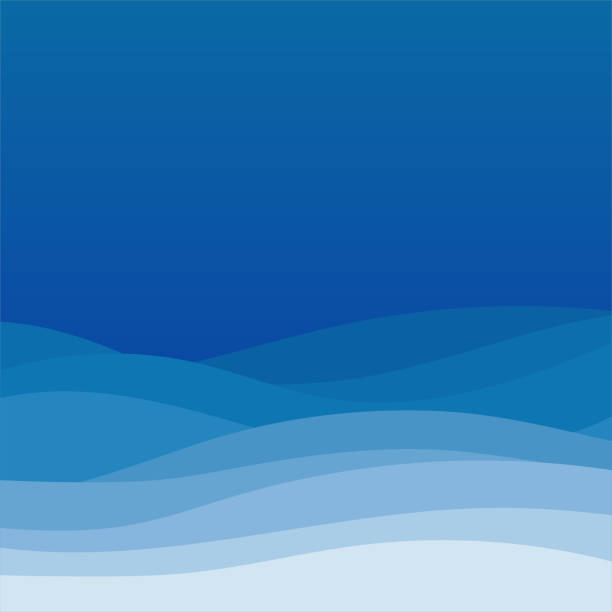blaue welle kurve abstrakten hintergrund in flachen vektor-design-stil - abstract backgrounds wind blue stock-grafiken, -clipart, -cartoons und -symbole