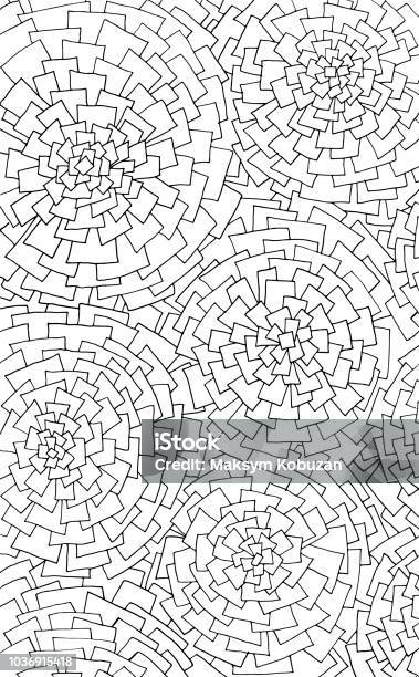 Difficult Uncolored Adult Coloring Book Page With Optical Illusion And Distortions For Adults Or Kids Stock Illustration - Download Image Now