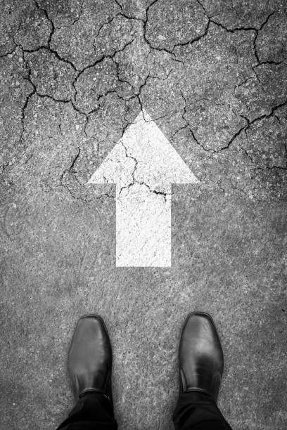 istock Businessman standing on the hard and difficult path ahead 1036917006