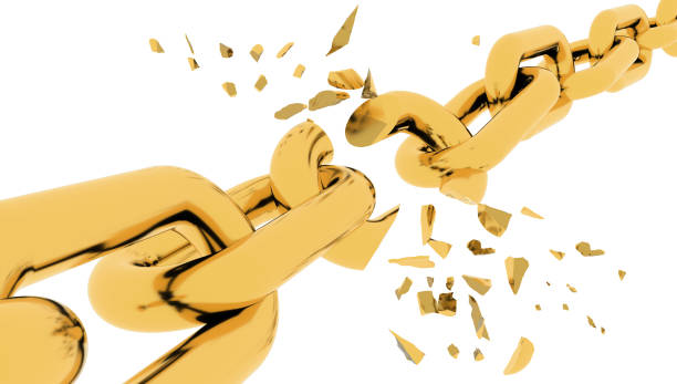 istock golden chain break isolated in white background - 3d rendering 1036920728