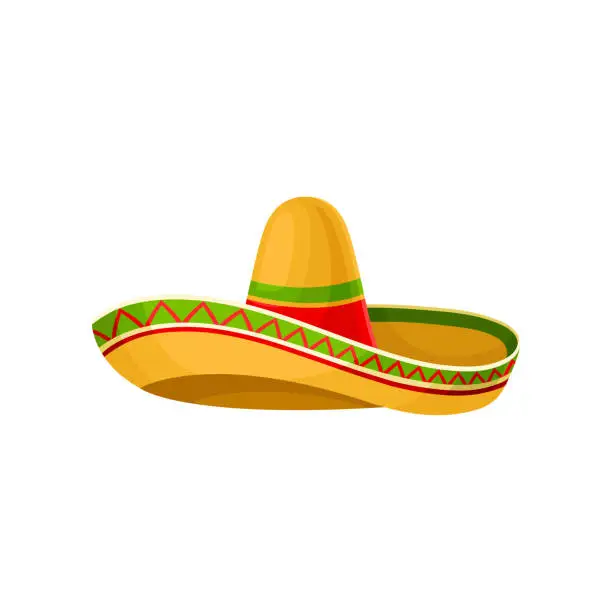 Vector illustration of Mexican sombrero hat vector Illustration on a white background