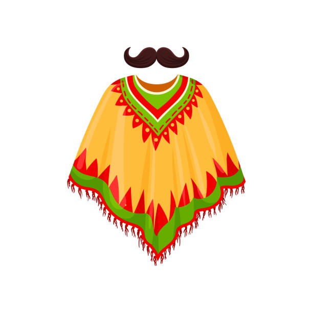 Poncho And Moustache Symbols Of Mexico Vector Illustration On A White Background - Download Image Now - iStock
