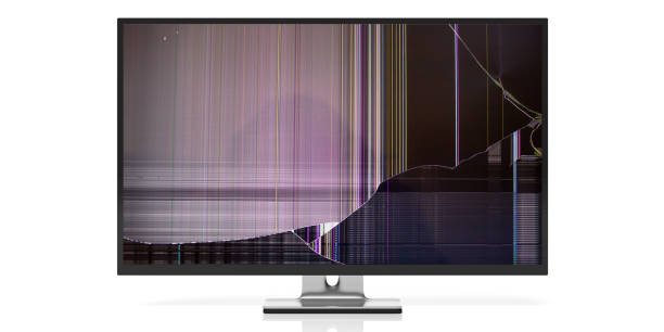 istock Monitor with broken glass isolated on white background. 3d illustration 1036926200