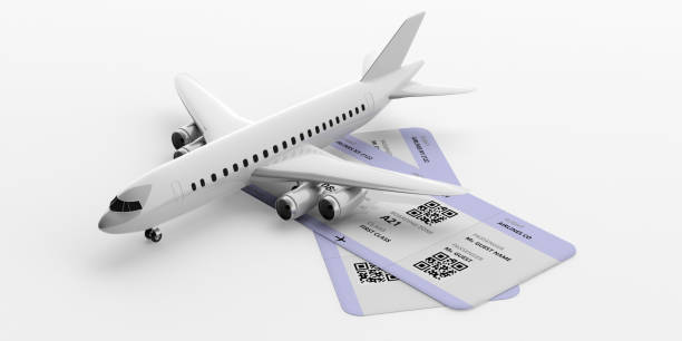 istock Airplane and boarding pass isolated on white background. 3d illustration 1036926372