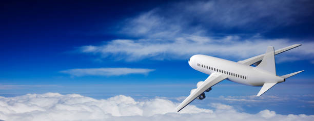 istock Airplane on blue sky background. 3d illustration 1036926418