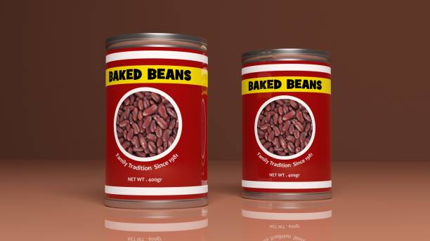 Baked beans metallic cans. 3d illustration