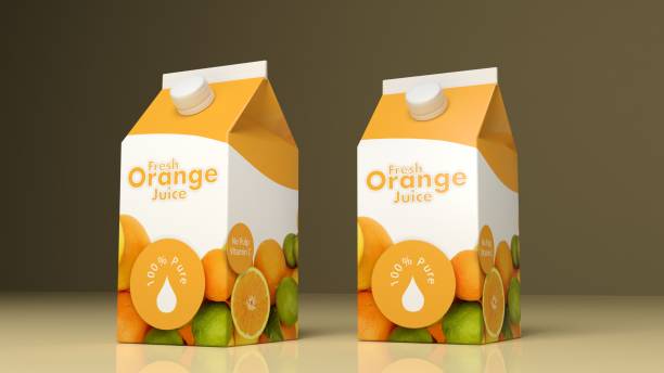 istock Orange juice paper packaging. 3d illustration 1036930350