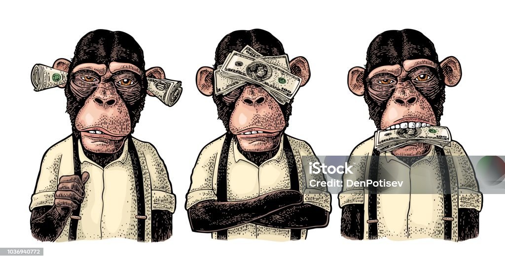 Ilustración de Tres Monos Sabios No Ver No Oír No Hablar Vintage Grabado y  más Vectores Libres de Derechos de Simio - iStock