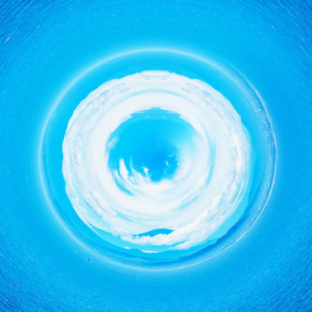 circle fuji mountain panoramic view under sky and ocean
