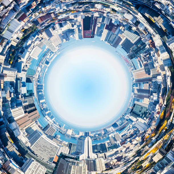 istock circle panoramic modern city view in Tokyo, Japan 1036949034