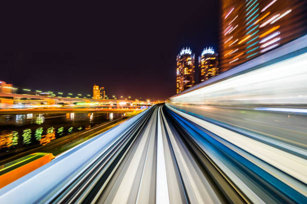 istock high speed abstract MRT track of motion light for design background 1036949650