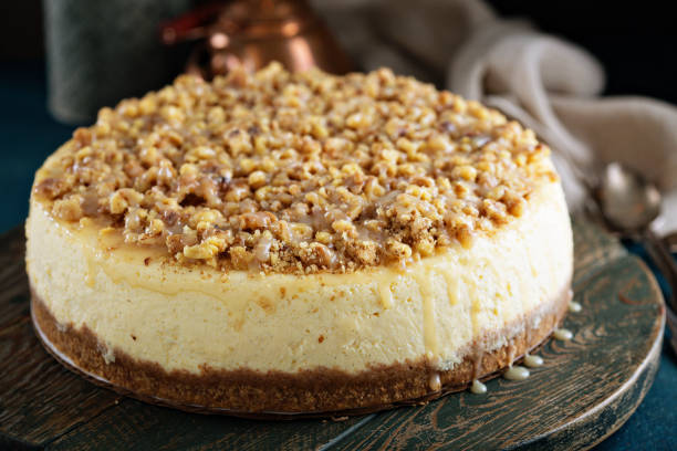 cheesecake al caramello pecan - 1466 foto e immagini stock