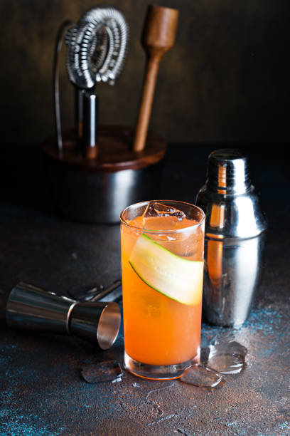istock Orange gin cocktail with a cucumber slice 1036965832