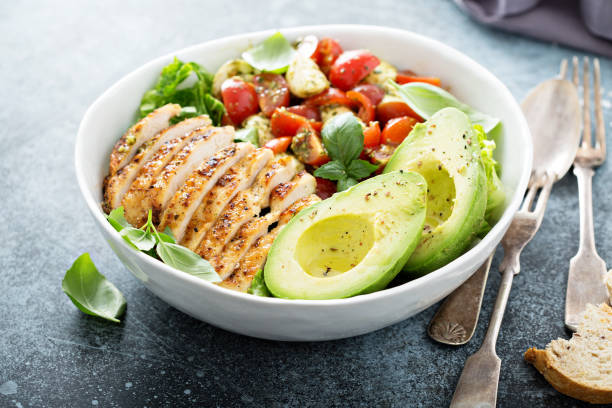 istock Caprese lunch bowl with grilled chicken 1036965954