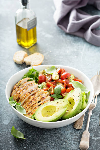 istock Caprese lunch bowl with grilled chicken 1036965968