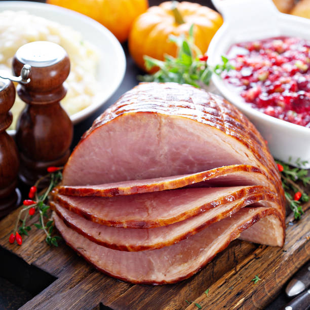 istock Holiday glazed sliced ham 1036966592