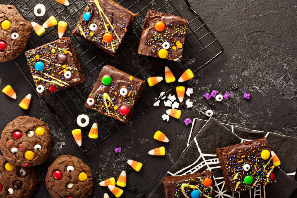 Monster brownies with candy and sprinkles