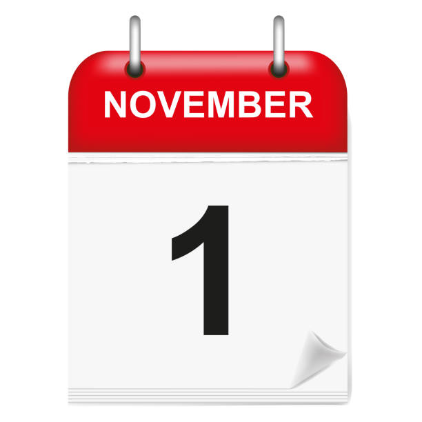 istock Daily single-leaf calendar, red spine, 3d, month of November,first, 1st 1036970662