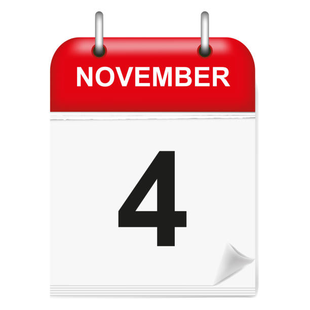 istock Daily calendar of single-leaf rings, red spine, 3d, fourth, 4th,november 1036970678