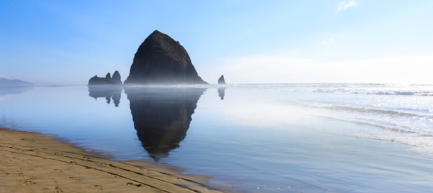Haystack Rock in Cannon beach, Tourist attraction in Clatsop County, Oregon