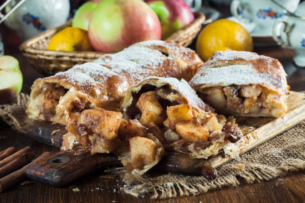 istock Traditional puff pastry strudel with apple 1036980808