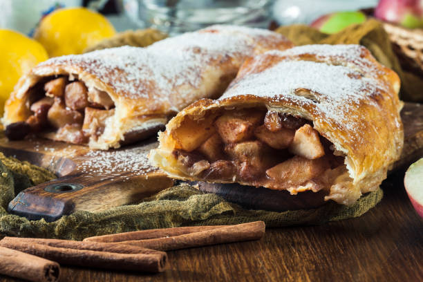 istock Traditional puff pastry strudel with apple 1036981408