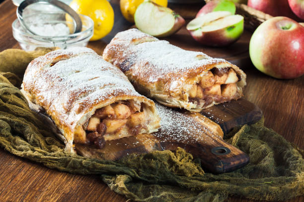 istock Traditional puff pastry strudel with apple 1036984078