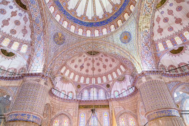 Interior of byzantine Sergius Bacchus church, in Istanbul, Turkey. Aya Sofya Mosque or Little Hagia Sophia.