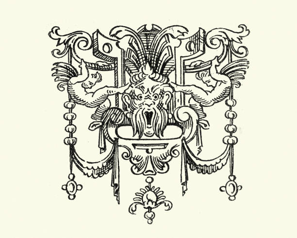 Gargoyle design element 19th Century Vintage engraving of a Gargoyle design element 19th Century gargoyle stock illustrations