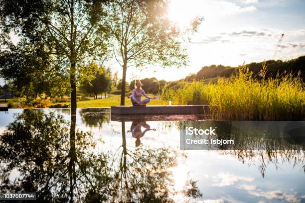 Outdoor Meditation Stock Photo - Download Image Now - Human Brain, Lake, Public Park