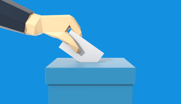 istock Hand putting voting paper in the ballot box, Voting concept 1037020720
