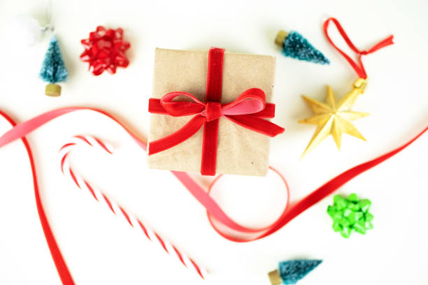 istock Gift box tied with red velvet ribbon. 1037036828