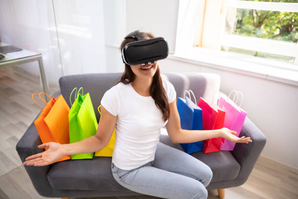 istock Happy Young Woman Wearing Virtual Reality Glasses 1037080290