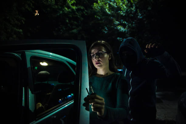 istock Attack in the garage - Attack on the parking lot 1037082608