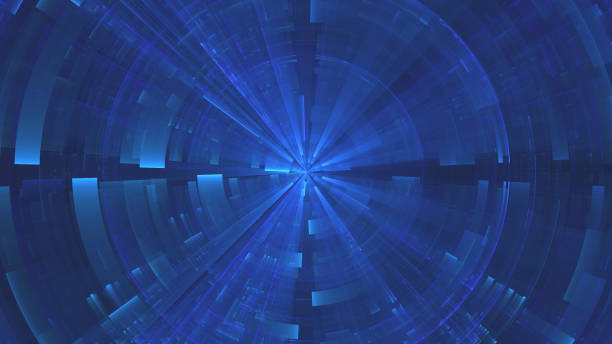 istock Abstract creative blue fractal technological background with crossed circles. 1037095678